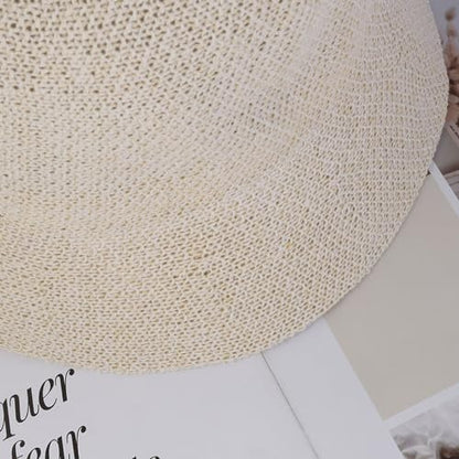 Eigso Womens Mesh Woven Bucket Hats Summer Outdoor Beach Straw Bucket Hat for Woman Packable Beach Hat - color: B1 : White