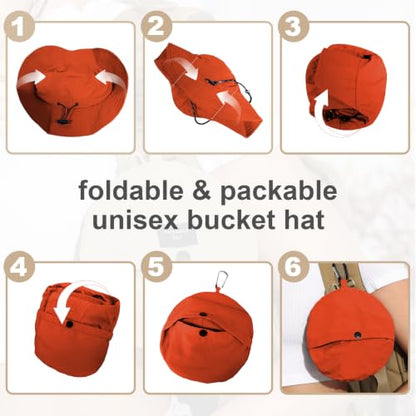 Packable Bucket Hat for Women Waterproof UV Protection Sun Hat - color: Brick