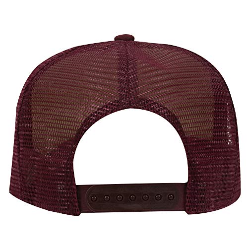 Ashen Fane Kids' Polyester Foam Front 5 Panel High Crown Mesh Back Trucker Hat - color: Maroon