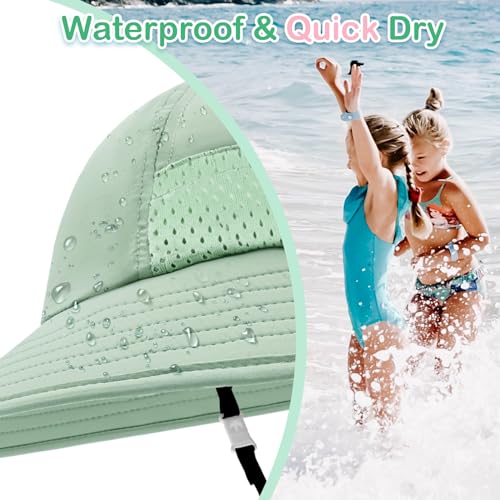XIAOHAWANG Girls Sun Hat Baby Beach Hats Boys UPF 50+ Kids Summer Protection Cap Toddler Breathable Caps Wide Brim Neck Flap - color: Army Green, size: 6-12 Months