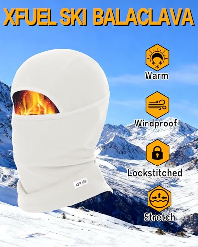 Winter Balaclava Ski Mask Warm and Fleece Full Face Cover for Men Women Cold Weather Skiing Motorcycle Neck Warmer - color: Black+white