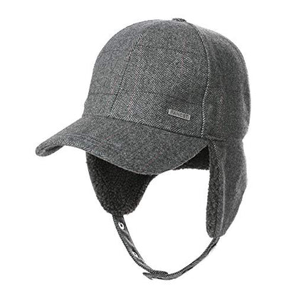 TOP-EX Oversized XL/XXL Unisex Wool Blend Winter Trapper Hat Baseball Cap Fleece Earflaps Fleece Lined - color: Grey(fleece), size: Medium