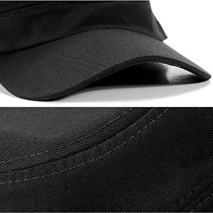 2 Pack Cadet Army Caps Flat Top Military Hats for Men Women - color: Black