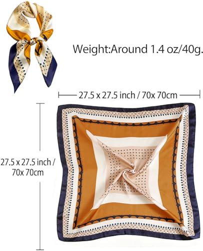 Dailyacc Hair Bandanas Scarf For Women Lightweight Fashion Neck Silk Satin Head Scarves For Sleeping Handbags Scarf - color: 27-diamond Shape Matching Color/27.5*27.5in