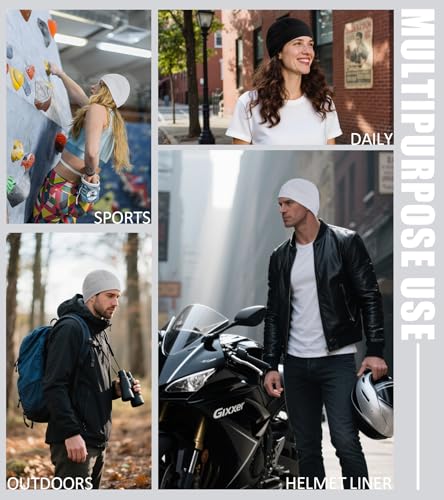 Skull Cap Helmet Liner for Men Women Cooling Hat Running Beanie - color: Set D-black,light Gray,white