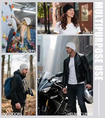 Skull Cap Helmet Liner for Men Women Cooling Hat Running Beanie - color: Set D-black,light Gray,white