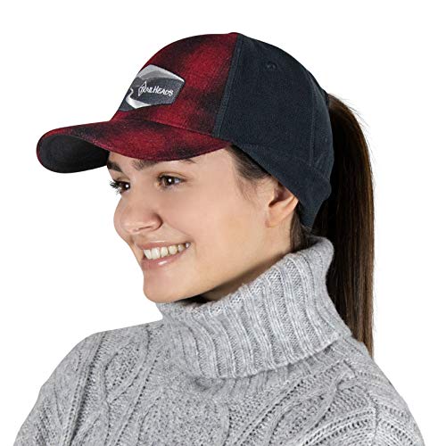 TrailHeads Women's Ponytail Trucker Hat, Running, Hiking & Outdoor Sports - color: Red Plaid W/Logo