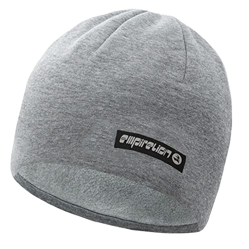 EMPIRELION Softshell Winter Fleece Lined Beanie Hats, 9" Running Skull Cap Thermal Tactical Watch Cap Men Women - color: Light Grey Melange