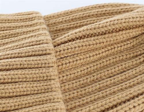 Connectyle Women's Rib Knit Cuffed Beanie Hat Stretch Acrylic Winter Hat Thick Warm Snow Ski Cap - color: Khaki