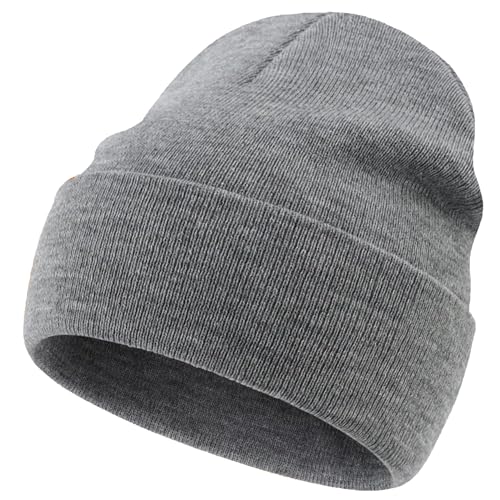 100% Cotton Beanie Lengthen Cuffed Beanies Knit Winter Hats Unisex - color: 1-light Grey