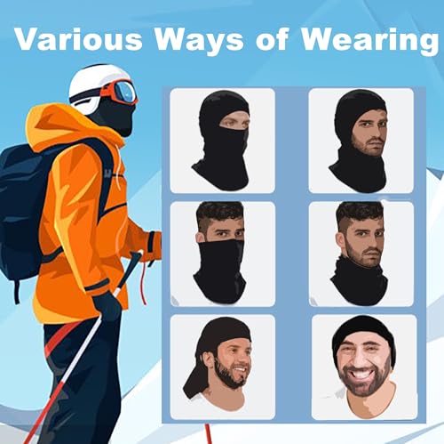 Winter Balaclava Ski Mask for Men Women Thermal Face Mask Breathable Face Cover for Cold Weather Motorcycle Snowboard - color: Black+purple(with Breath Hole)