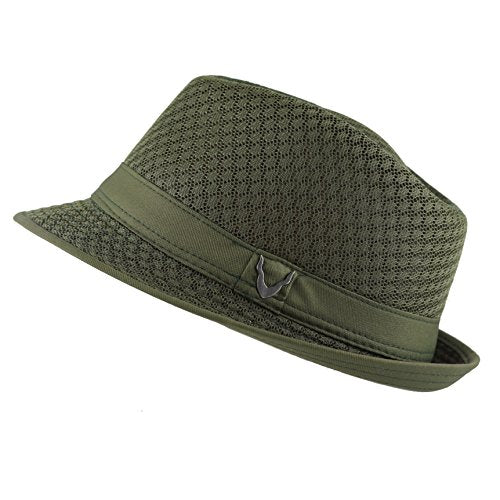 The Hat Depot Light Weight Classic Soft Cool Mesh Crushable Fedora hat - color: Olive, size: Small-Medium