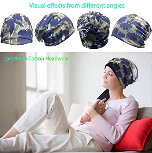 JarseHera Womens Slouchy Beanie Soft Chemo Headwear Breathable Cancer Caps - color: 1 Pair,flower Style A-green
