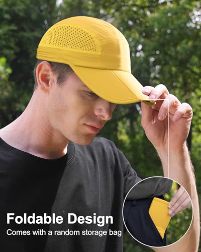 GADIEMKENSD Mens Folding Outdoor Hat Long Brim UPF 50+ Sun Protection - color: Folding Yellow