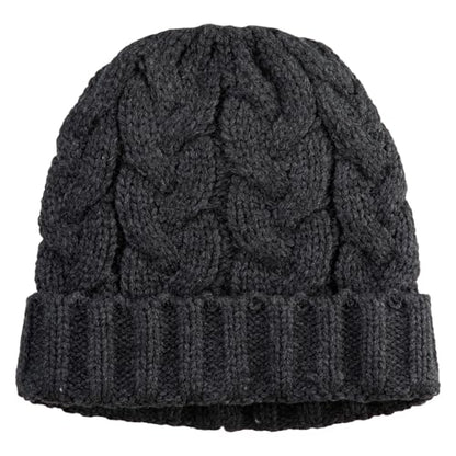 e4Hats.com Chunky Cable Knit Cuff Long Beanie - color: Charcoal