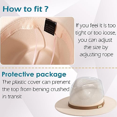 Fedora Hats for Men Wide Brim Panama Hat with Classic Belt - color: Z-beige Belt Beige