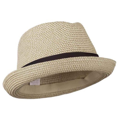 Men's Fedora with Paper Straw Braid - color: Beige, size: Large