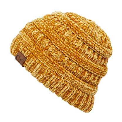 C.C Exclusives Cable Knit Beanie - Thick, Soft & Warm Chunky Beanie Hats - color: Chenille Mustard
