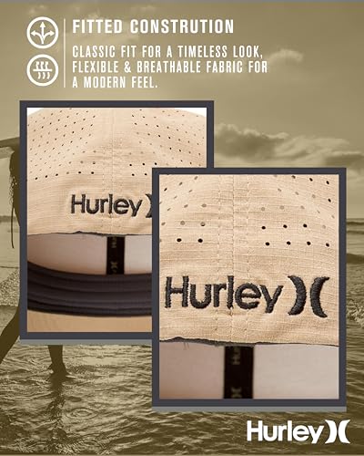 Hurley Men's Baseball Cap - Sweat-Wicking Fitted Baseball Hats for Men (S-XL) - color: Khaki/Black, size: Small-Medium