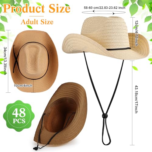 Unittype Adult Straw Cowboy Hat Bulk Western Party Pack - color: Assorted: 3 Colors
