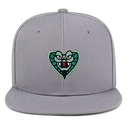 Snake Hip-Hop Snapback Hat Embroidered Baseball Cap Cobra - color: 02. Light Grey