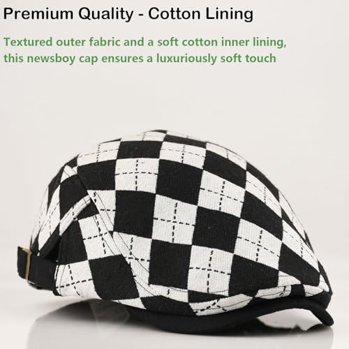 Women's Berets: Black Houndstooth Red Beret Hats for Women Fall Winter Fashion Outfit - color: Advance-checkered-black