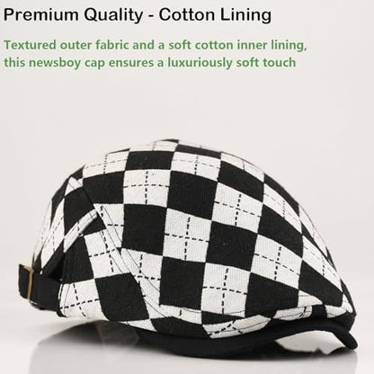 Women's Berets: Black Houndstooth Red Beret Hats for Women Fall Winter Fashion Outfit - color: Advance-checkered-black