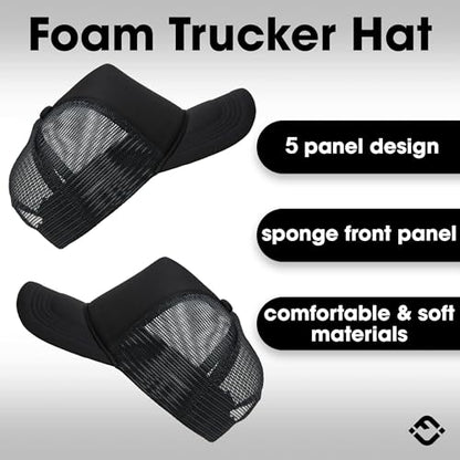 Funky Junque Blank Mesh Foam Lightweight Snapback Trucker Hat - color: 3 Pack - Black, Hot Pink, Neon Yellow