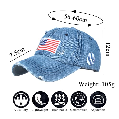 American Flag Baseball Caps Embroiderred USA Flag Patriotic Dad Hat Adjustable Trucker Hats for Men Women - color: Usa Flag Blue 2#