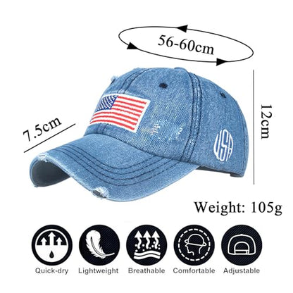 American Flag Baseball Caps Embroiderred USA Flag Patriotic Dad Hat Adjustable Trucker Hats for Men Women - color: Usa Flag Blue 2#