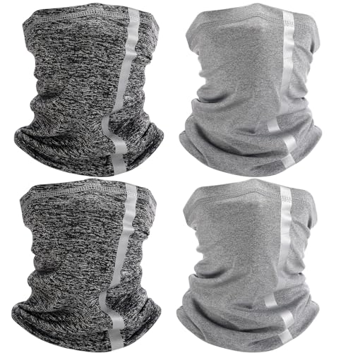 SATINIOR 4 Pcs Neck Gaiter Face Mask for Men, High Vis - color: Dark Colors