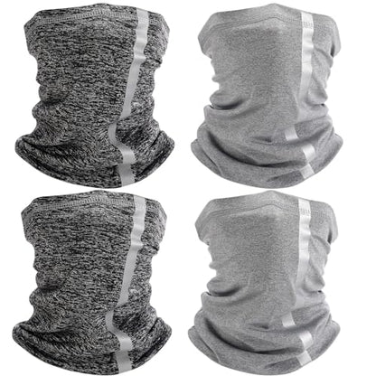 SATINIOR 4 Pcs Neck Gaiter Face Mask for Men, High Vis - color: Dark Colors