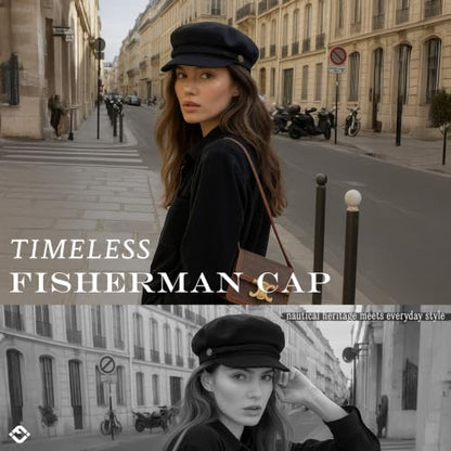 Funky Junque Greek Fisherman Newsboy Cap, Cotton Captains Bakerboy Hat - color: 2 Pack - Black & Burgundy