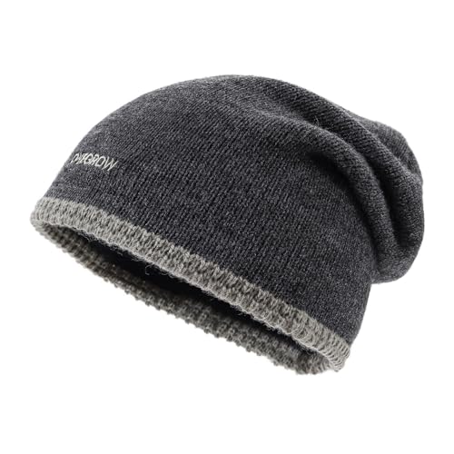 Slouchy Knit Beanies Winter Hats for Women Men Soft Warm Slouch Cuffed Skullcap Knitted Beanie Cap Stocking Hats - color: Mg-zzm25106-grey