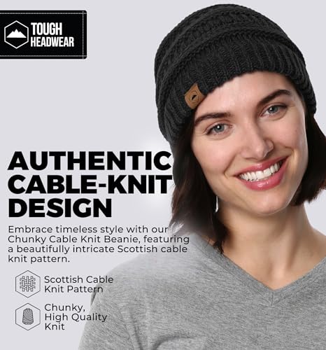 Tough Headwear Slouchy Beanie Hat - Itch-Free Winter Hats for Women - Stretchable Beanies for Women - Acrylic Winter Gear - color: Onyx Black 1