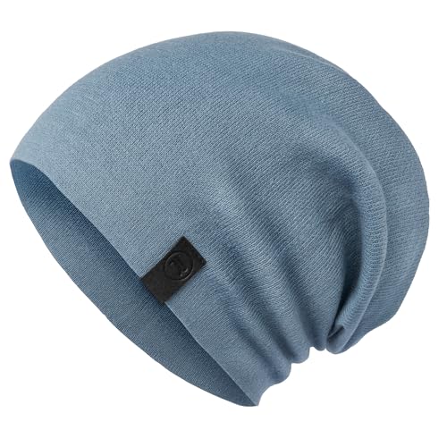 Warm Slouchy Beanie Hat - Deliciously Soft Daily Beanie in Fine Knit - color: Blue Denim