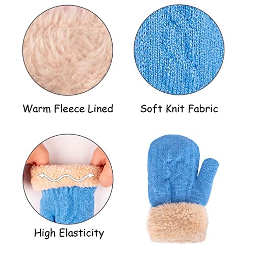 Kids Winter Beanie Scarf Gloves Set - Thermal Fleece Lined Knit Hat, Soft Neck Warmer & Mittens for Girls & Boys 1-10 Years - color: Blue-s, size: 1-5 years