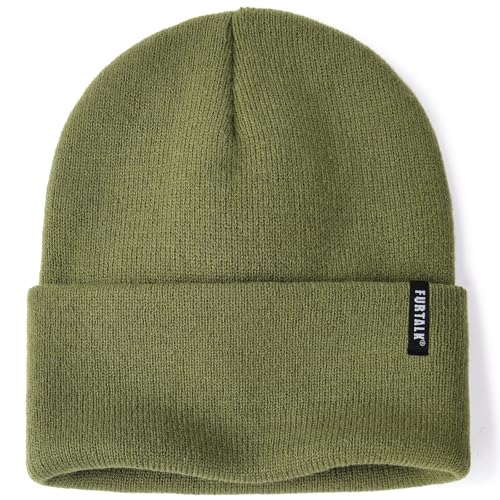 FURTALK Beanie Hat for Men Women Winter Hats for Women Men Soft Warm Unisex Cuffed Beanie Knitted Skull Cap - color: Green