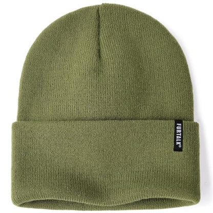 FURTALK Beanie Hat for Men Women Winter Hats for Women Men Soft Warm Unisex Cuffed Beanie Knitted Skull Cap - color: Green
