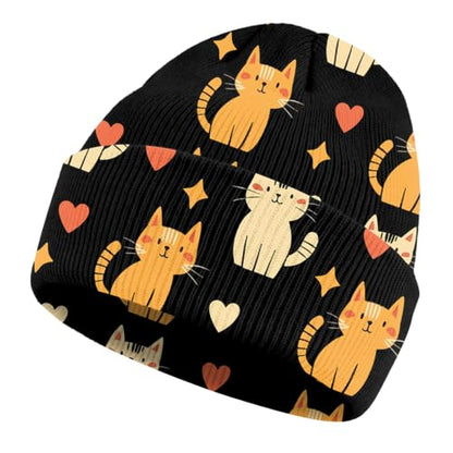 Kids Beanie Knit Hat Winter Unisex Cuffed Beanies Skull Cap Warm Double Layer Thick Acrylic Cute for Girls Boys - color: Cat