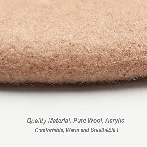 Wheebo Wool Beret Hat,Solid Color French Style Winter Warm Cap for Women Girls Lady - color: Apricot