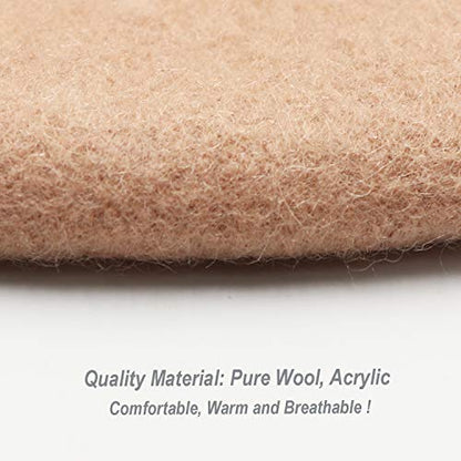 Wheebo Wool Beret Hat,Solid Color French Style Winter Warm Cap for Women Girls Lady - color: Apricot