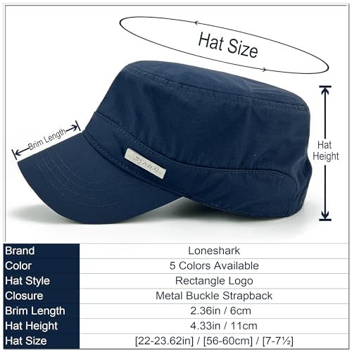 Loneshark Water Resistant Military Hat Quick Dry Cadet Cap Army Flat Top - color: Rectangle-logo-navy