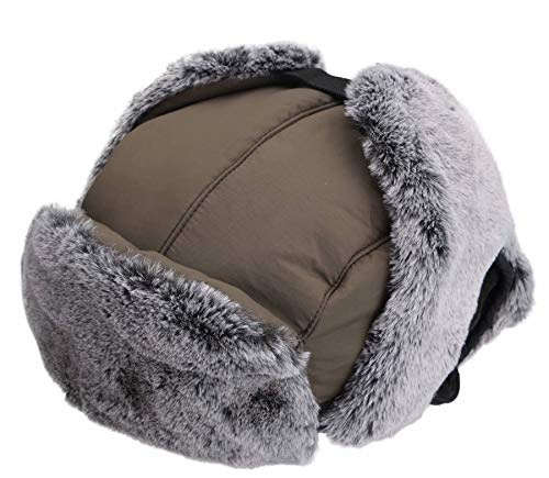 Connectyle Men's Trapper Hat with Faux Fur Linning Eskimo Windproof Winter Warm Hats Ushanka Hunting Hat - color: Army Green