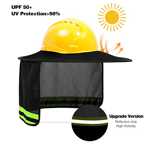 Hard Hat Sun Shade, High Vis Sun Visor Shade, Full Brim, Black, 2PCS - color: 2 Packs Black