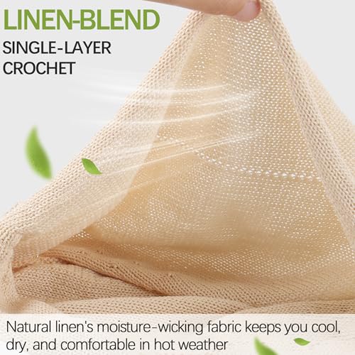 Ababalaya Breathable Cotton Linen Slouchy Beanie Hat for Women - color: Beige