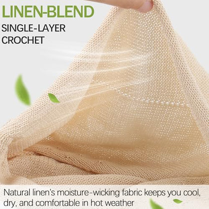 Ababalaya Breathable Cotton Linen Slouchy Beanie Hat for Women - color: Beige