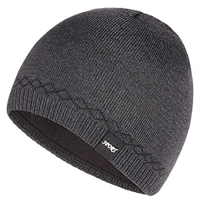 Mens Winter Beanie Hat Warm Knit Cuffed Plain Toboggan Ski Skull Cap (3 Patterns) - color: B3-carbonarius
