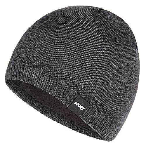 Mens Winter Beanie Hat Warm Knit Cuffed Plain Toboggan Ski Skull Cap (3 Patterns) - color: B3-carbonarius