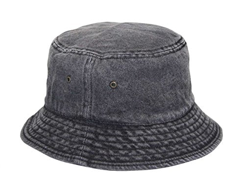 Newhattan Short Brim Visor Cotton Bucket Sun Hat - color: Denim Smoke, size: Large-X-Large